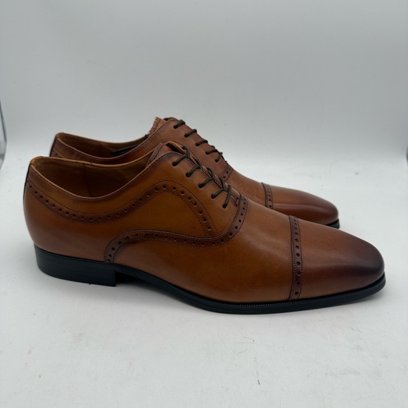 BRAND NEW Aldo Sirari Cap Toe Brogue Oxfords Cognac Brown Leather Men’s Size 10 - Picture 2 of 7